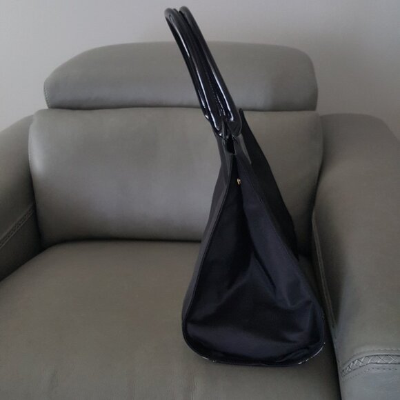 Tory Burch Large Ella Tote Bag Black Patent Leather Nylon - Picture 5 of 12